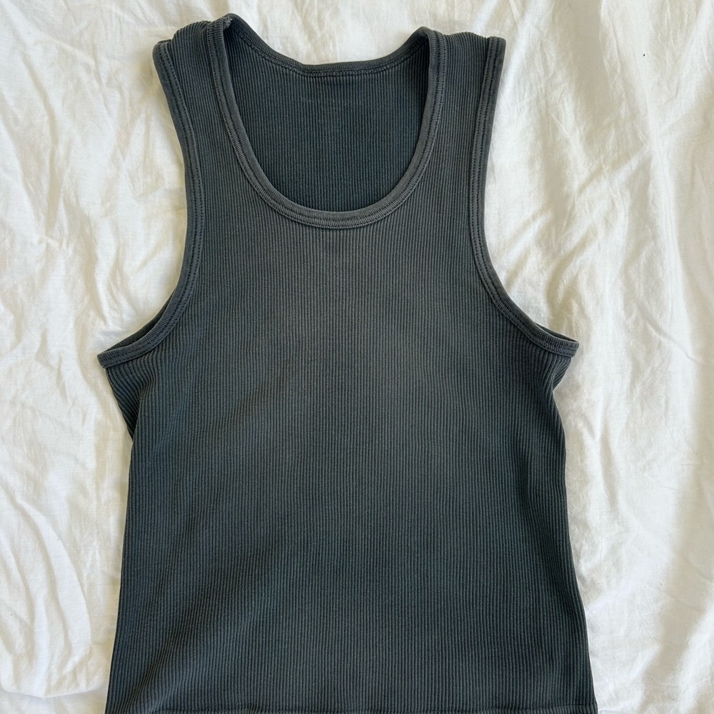 Brandy Melville Gray Fitted Ribbed Tank Top